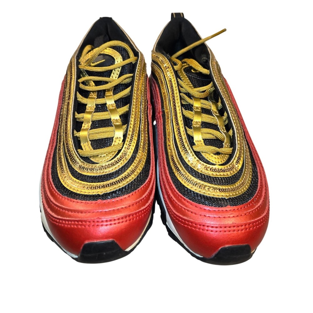 Nike Air Max 97 Red Metallic Gold Black Sneakers CT1148-600 Mens 4.5 Womens 6